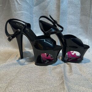 Pleaser Moon-709CAT - Black Pink in Sexy Heels and Platforms
